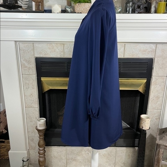 Amanda Uprichard Navy Shift Dress with Tie Neckline - Picture 6 of 13
